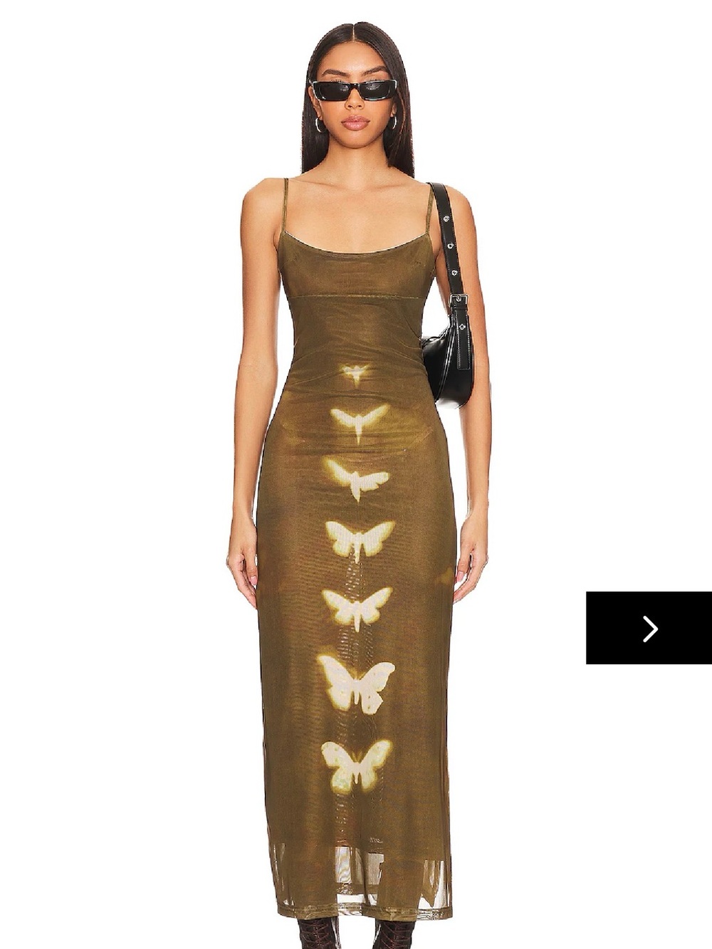 superdown Olive Green Butterfly Slip Maxi Dress